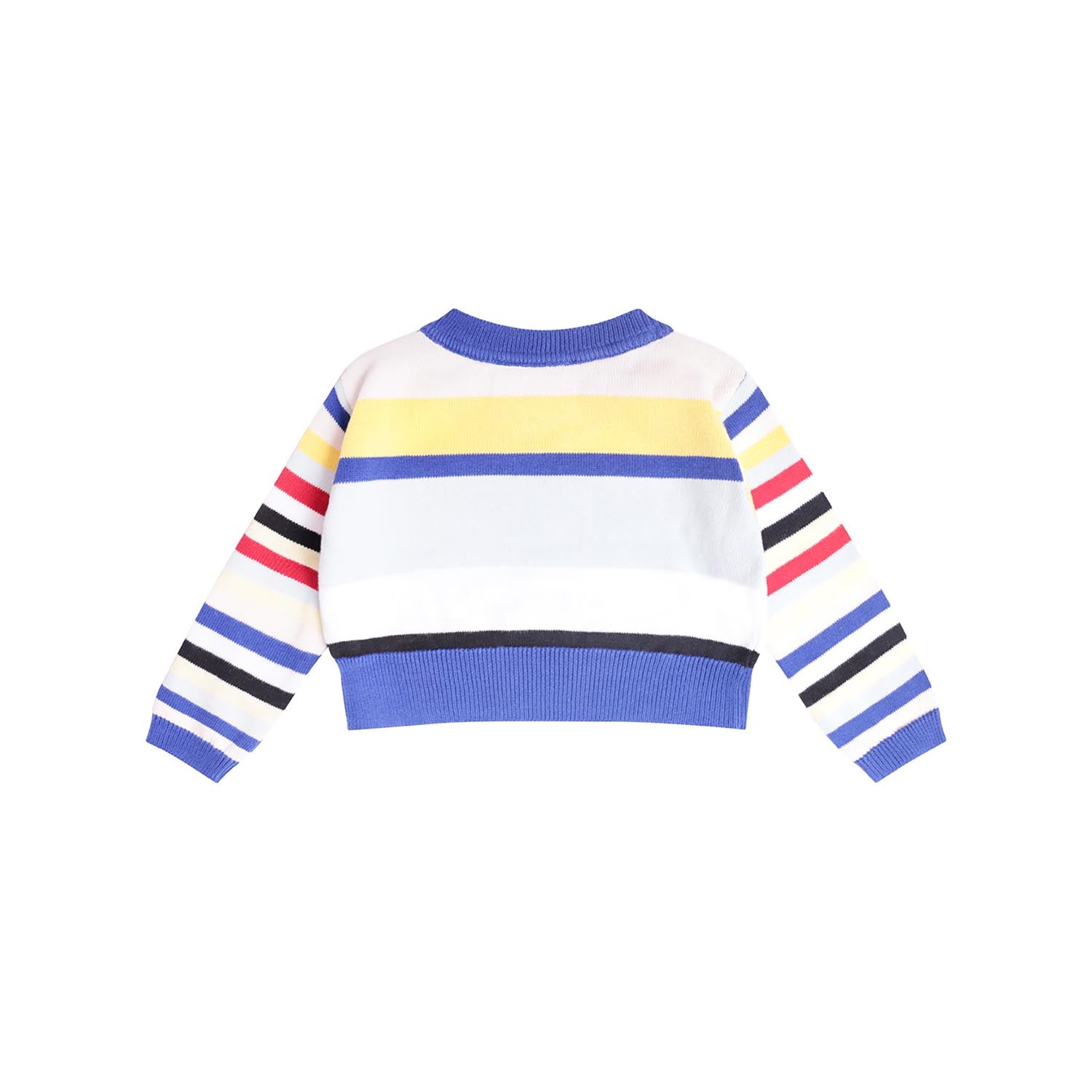Knitted Baby Sweater in Bright Stripes-1