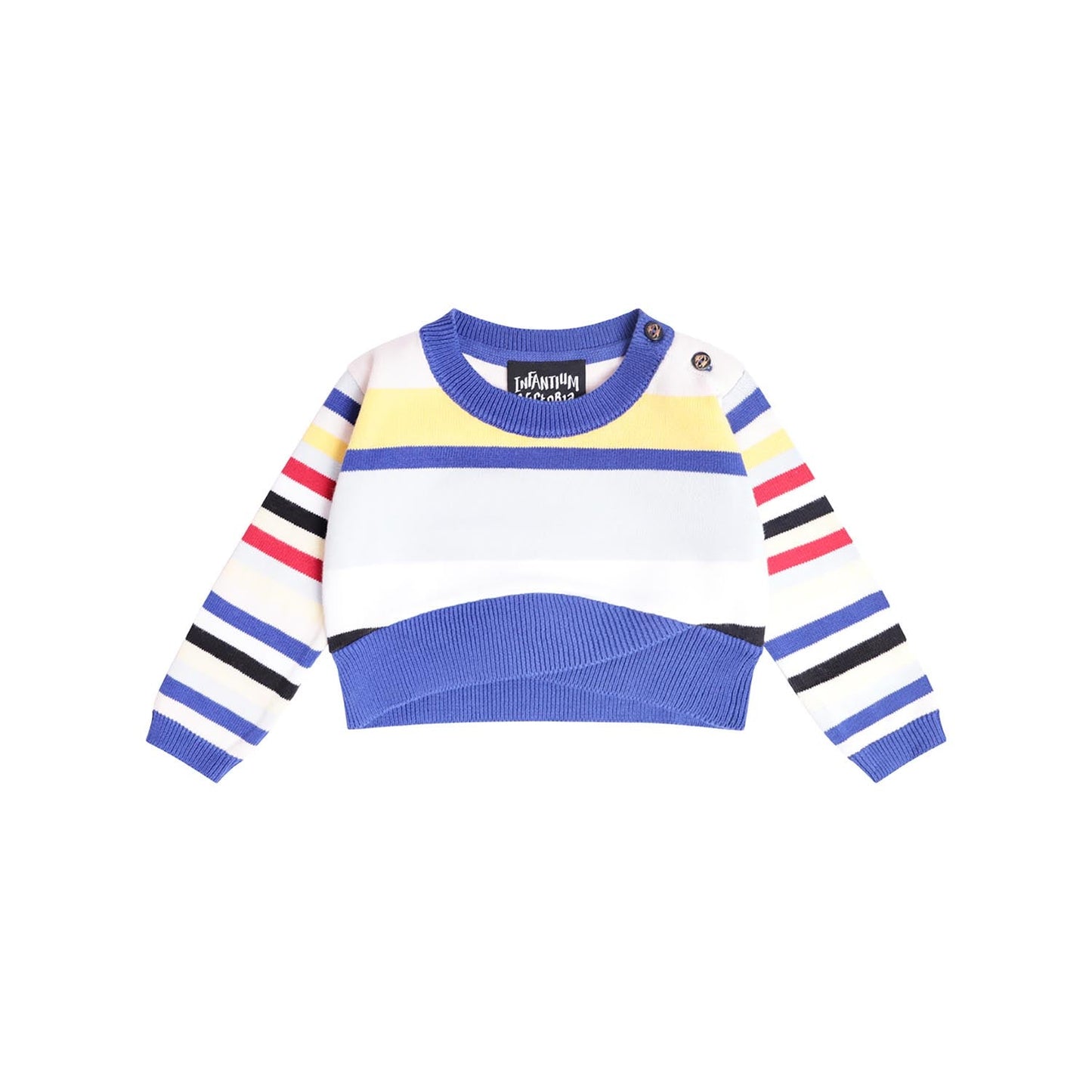 Knitted Baby Sweater in Bright Stripes-0