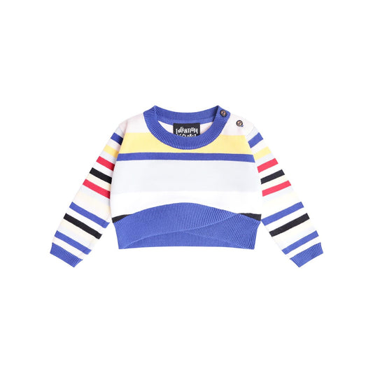 Knitted Baby Sweater in Bright Stripes-0